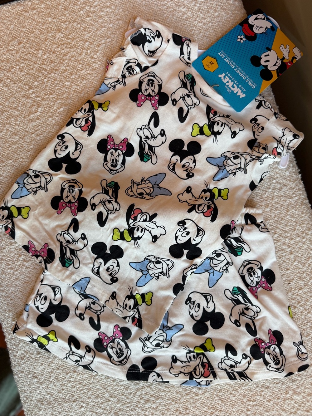 Disney White Sleeveless Top with Mickey & Friends Faces